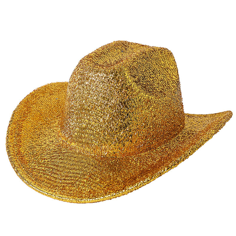 Women's Men's Western Cowboy Hat Show Glitter Glitter Topper Cowgirl Hat Wedding Carnival Rave Party Travel Costume Accessories