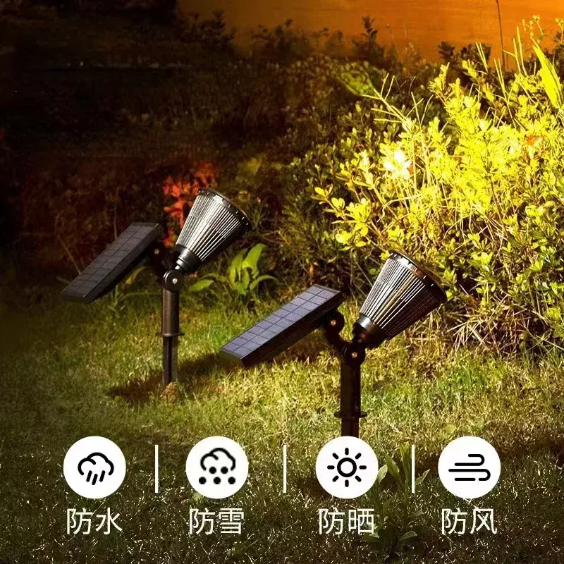 Nowa słoneczna willa ogrodowa na trawniku Super jasna wodoodporna lampa gruntowa Dekoracja dziedzińca Krajobraz Atmosfera Światło drzewa