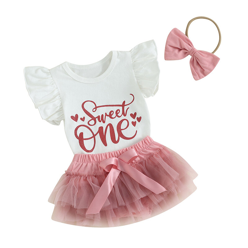 Наряды на 1-й день рождения для маленьких девочек, цветочный кружевной комбинезон без рукавов, юбка-пачка, комплект с повязкой на голову