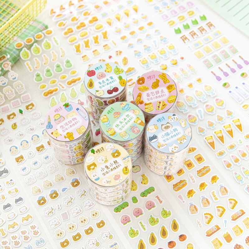 Mr. Papier 6 Stijl 20 Cm/Rol Gecoat Papier Stansen En Afval Ontlading Tape Schattige Cartoon Diy Decoratie Mini Stickers