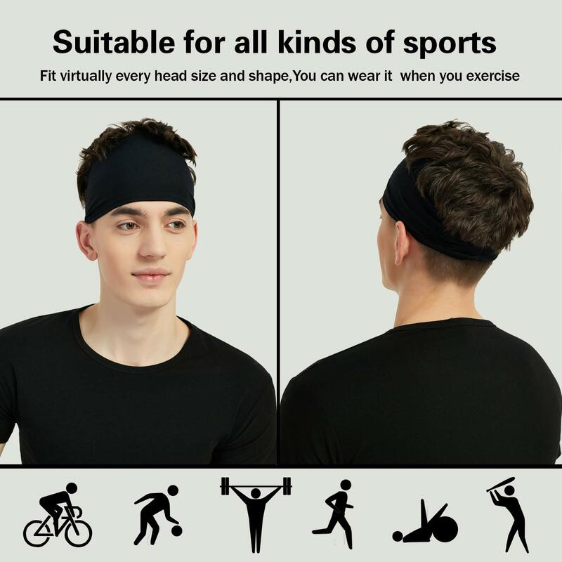 Paquete de 5 diademas deportivas para hombres, banda para el sudor de entrenamiento que absorbe la humedad para correr, ciclismo, fútbol, Yoga