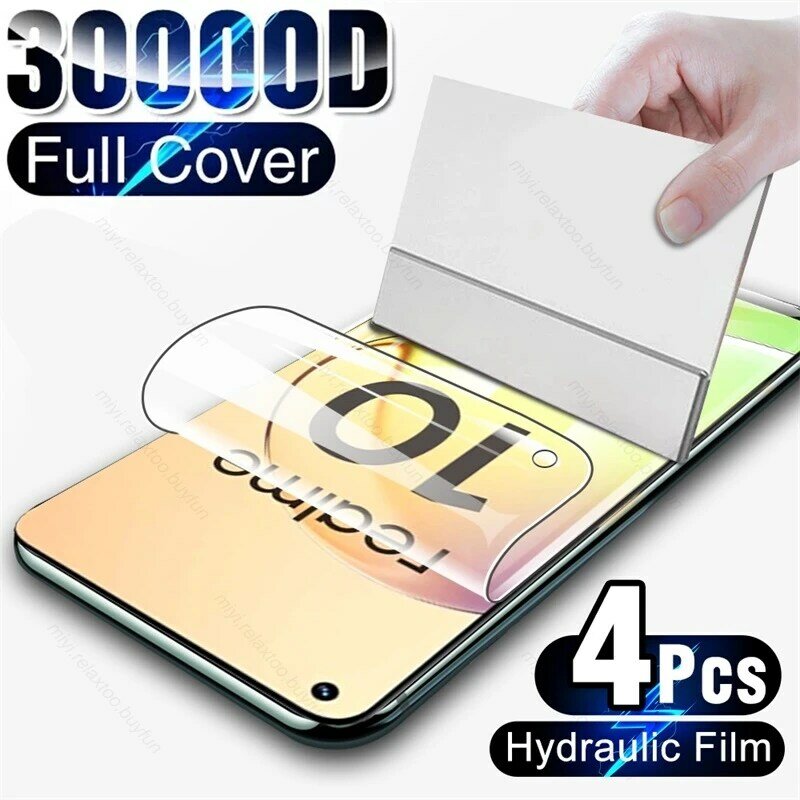 4PCS 30000D Soft Hydrogel Film For Realme 10 4G RMX3630 6.4" Screen Protector Not Glass On Realme10 Realmy Realmi Realm Relme 10