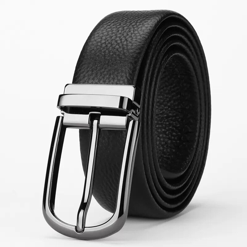 New High Quality Cowhide Belt Korean Edition Casual Business Men's Genuine Leather Luxury Design Golf Needle Button Shirt Belt