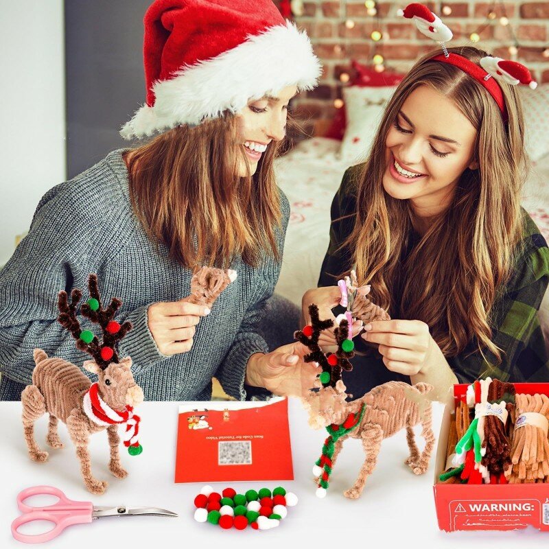 Crochetta-Kit de fournitures d'artisanat de nettoyeurs de tuyaux, artisanat d'art de Noël, renne créatif de bricolage, décorations imbibées, cadeau d'ami