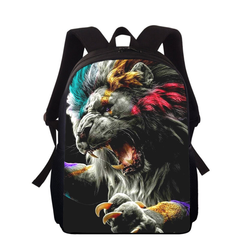 Ferocious Illustration Lion 16” 3D Print Kids Backpack Primary School Bags for Boys Girls Back Pack Students School Book Bags