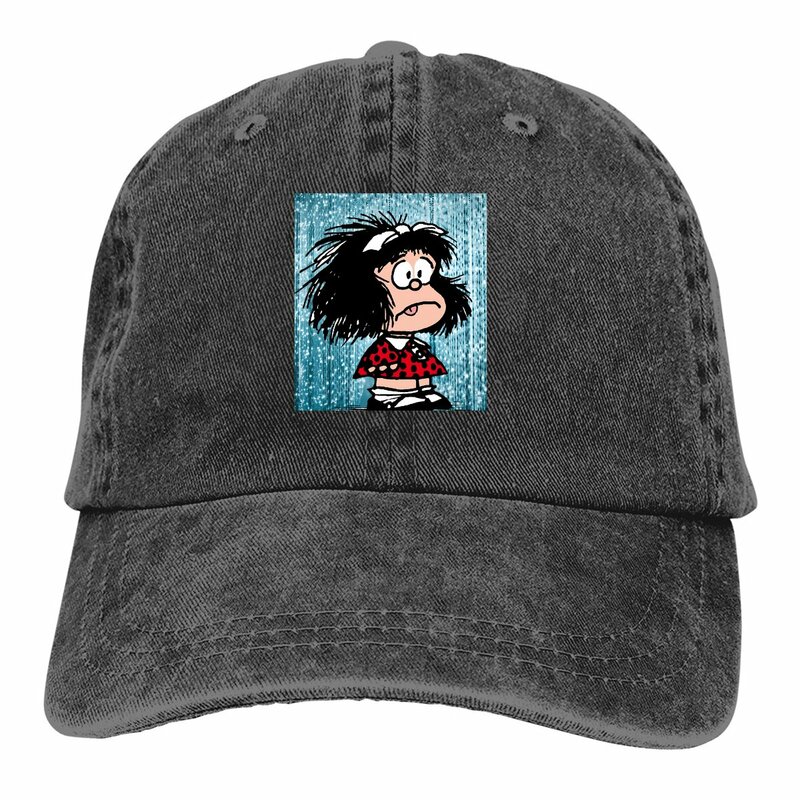 In Shock topi bisbol topi runcing Mafalda, tutup kepala kartun penahan matahari untuk pria