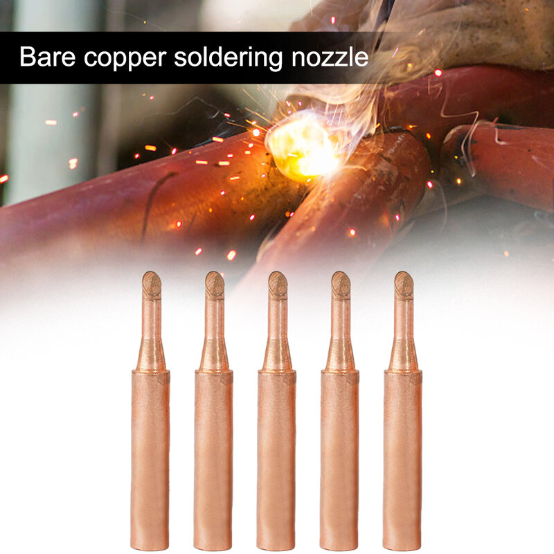 5Pcs 900M-T Pure Copper Soldering Iron Tip Lead Free Welding Solder Tip For Welding Equipment Soldering Supplies 933.907.951 Set