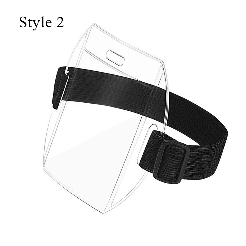 PVC Plastic Card Holder Polyester Reflective Wristband ID Card Holder Arm Adjustable ID Badge Elastic Arm Band ID Badge Holder