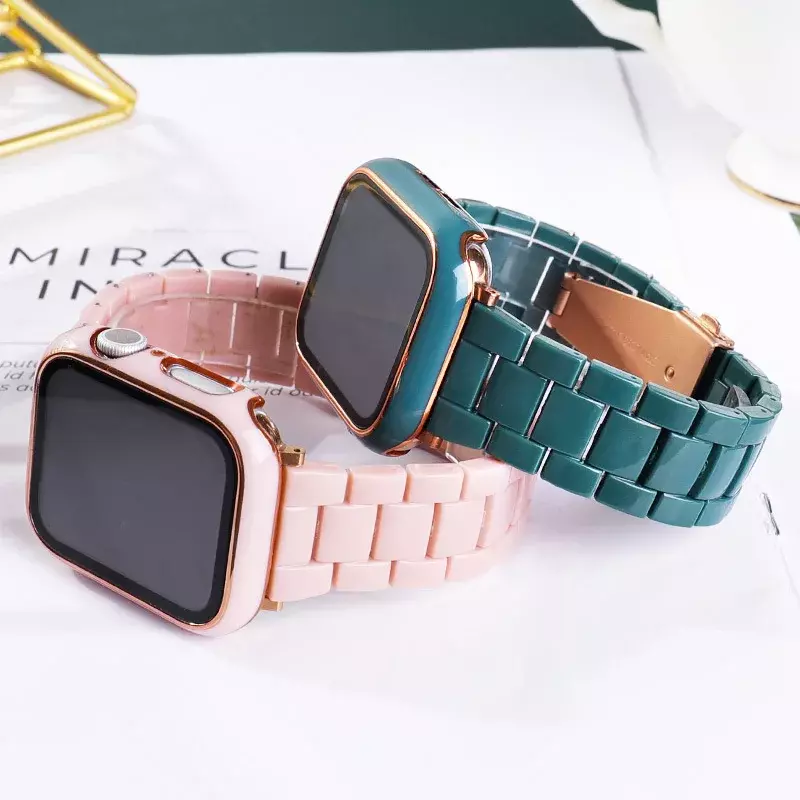 Mode Harz Uhren armbänder für iwatch 5 6 7 8 se ultra 38mm 40mm 41mm 42mm 44mm 45mm 49mm Apple Uhren armband Luxus
