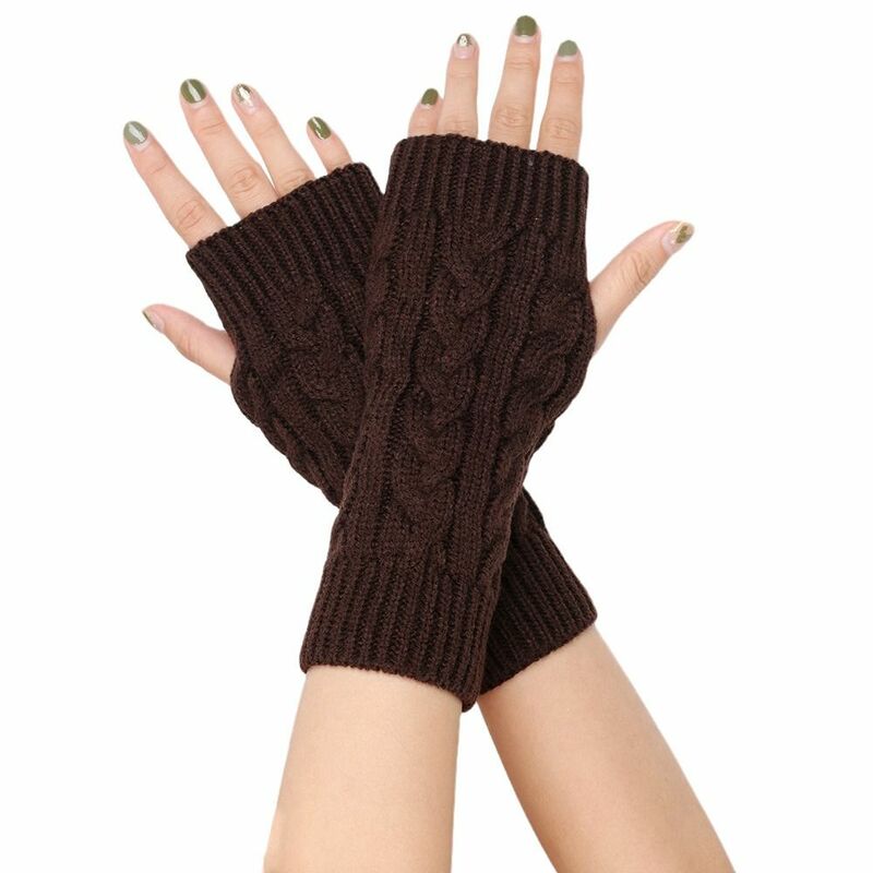 Touch Screen Winter Gloves Simple Outdoor Riding Mittens Twists Gloves Half Finger Gloves Warm Cycling Gloves Wool Gloves Men
