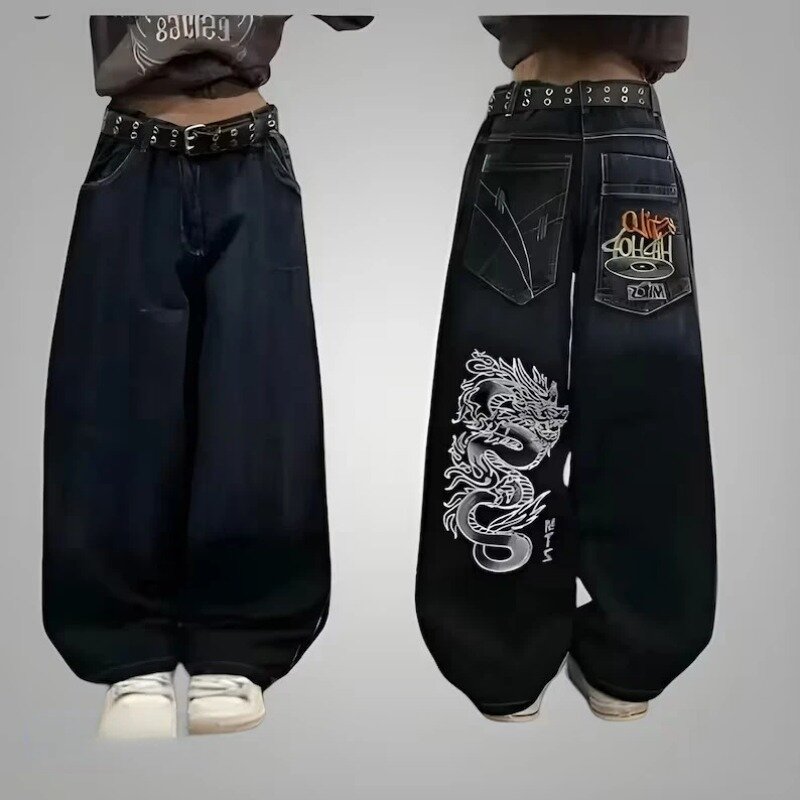 Jnco Y 2K Baggy Jeans Heren Vintage Geborduurde Hoge Kwaliteit Jeans Hip Hop Goth Streetwear Harajuku Heren Dames Casual Wijde Pijpen Jeans