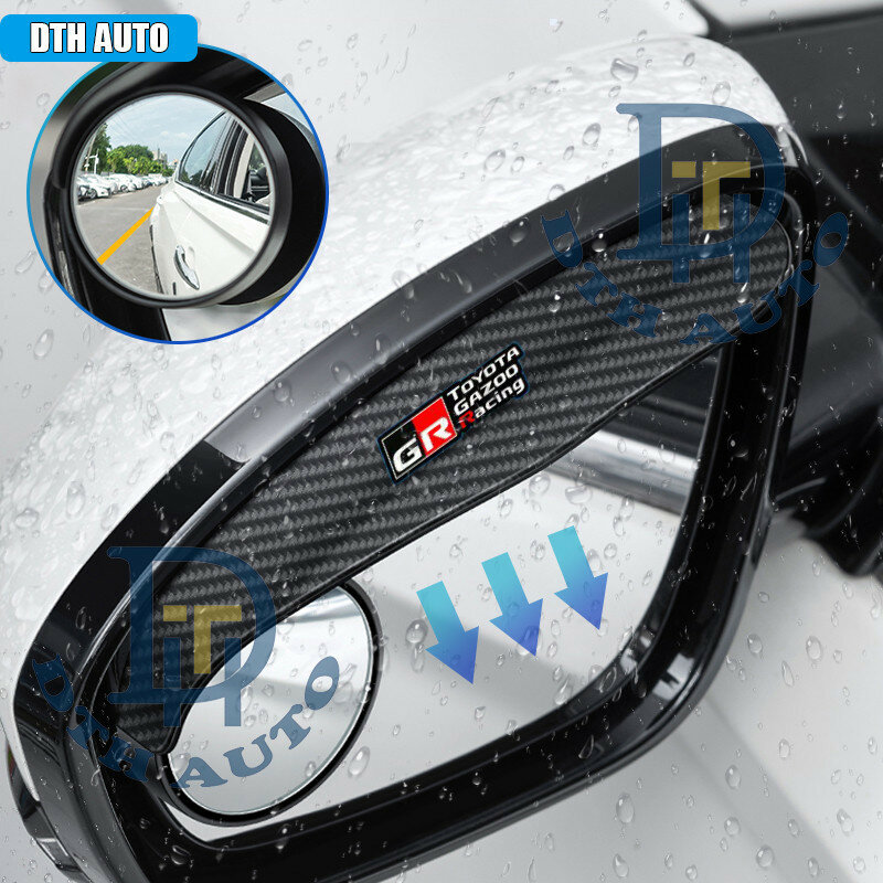 2Pcs Car Rearview Mirror Rain Eyebrow Carbon Fiber Car Rear View Rainproof Blades Stickers For Toyota GR Sport Yaris
