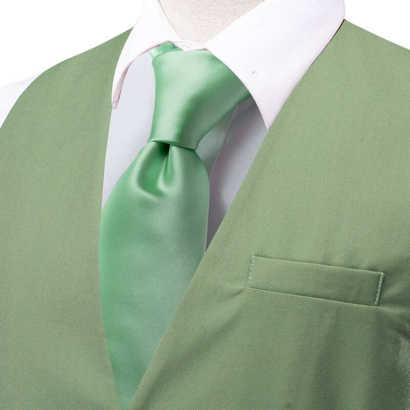 Odblaskowa jedwabna kamizelka męska ślubna zielone modne szczupła kamizelka krawat chusteczki spinki do mankietów zestaw broszka dla męski garnitur formalnego projektanta imprez