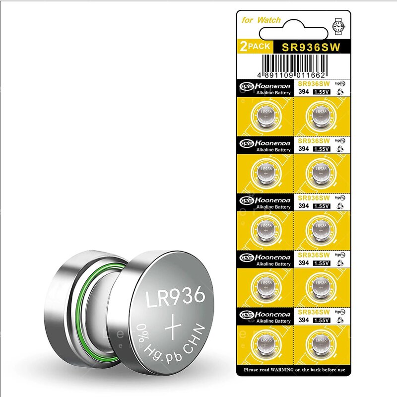 Bateria do botão AG9 para o relógio, bateria eletrônica do botão, bateria do relógio, modelo compatível: 394, 394, 394, LR936L936F, SR936SW, 934A