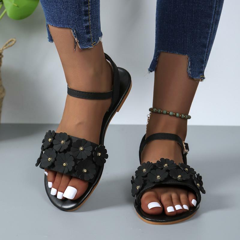 2024 Mode Luxus Sommer neue Frauen flachen Boden römischen Riemens andalen mit rutsch festen Gummis ohlen Mode Damenschuhe Zapatos