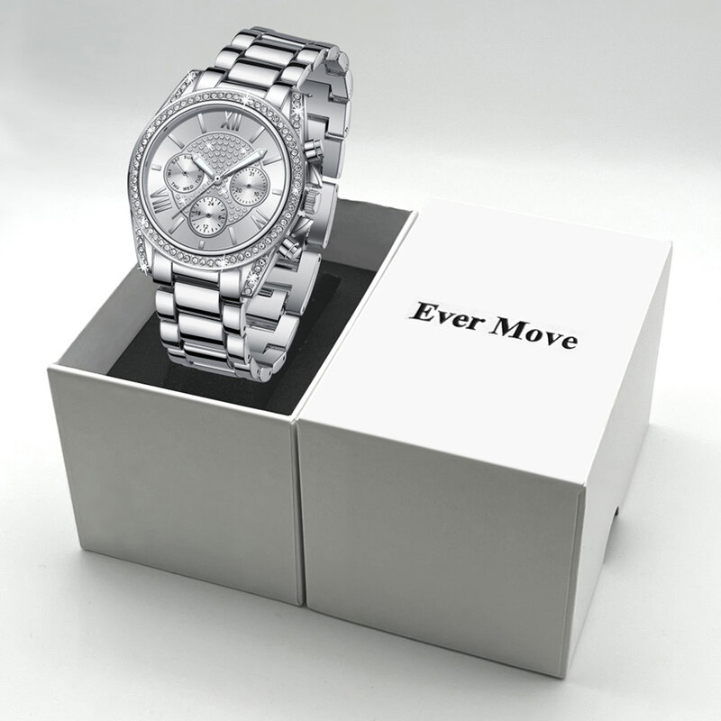 Ever Move Luxury Quartz Watch for Women Elegant  Alloy Watch Waterproof Week Date Wristwatch Ladies Dress Watch Gifts for Women