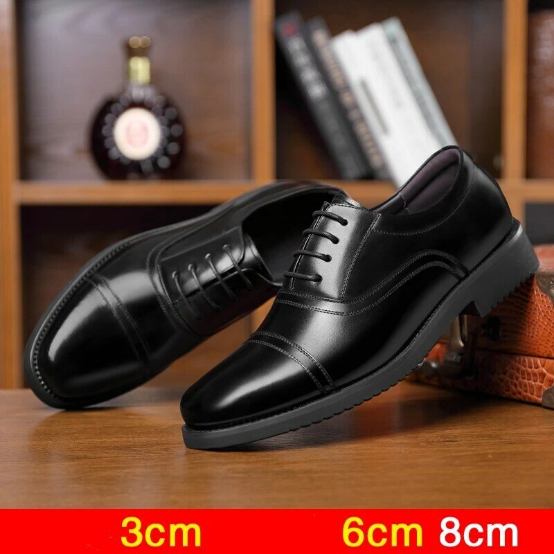 Elevator Shoes Men Dress Shoes 3/6/8 CM Men Formal Shoes Height Increase Classic Business Luxury Men Oxfords Footwear Suit Shoes