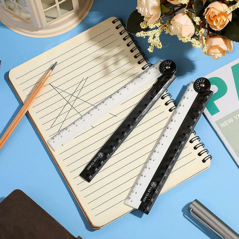 Penggaris lipat hitam dan putih, peralatan sekolah menggambar alat tulis sekolah ulang tahun kreatif dasar grafis sederhana hitam dan putih