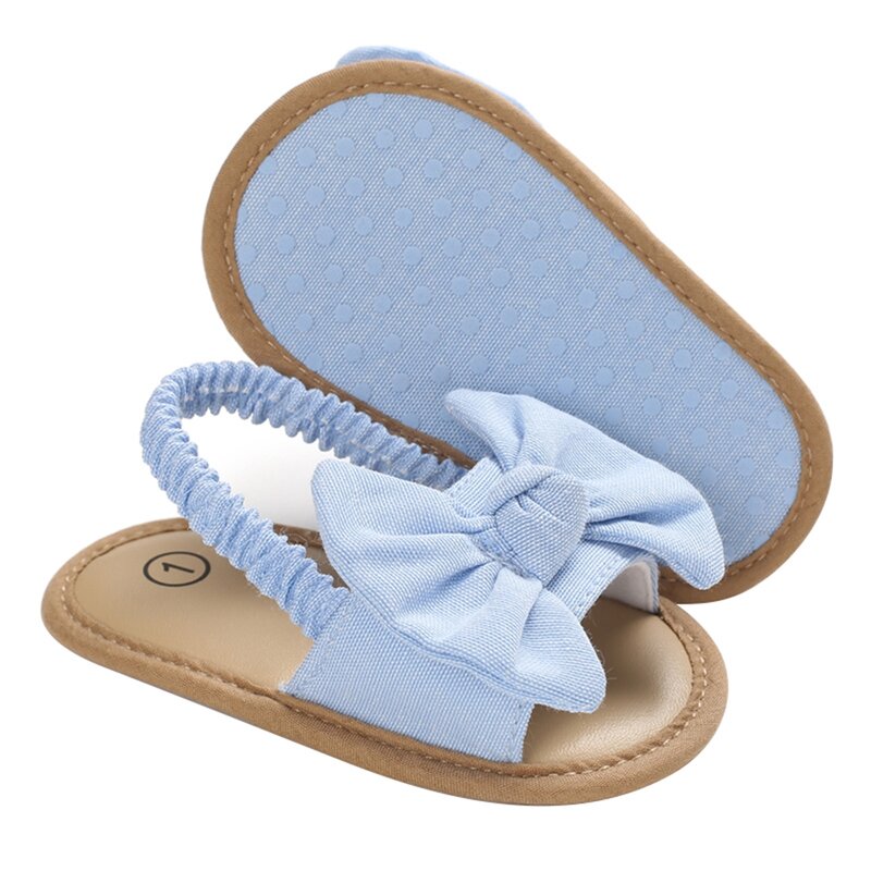 Sandali Bowknot per neonate Casual suola morbida scarpe eleganti da principessa Patchwork antiscivolo piatto per calzature Sandalias all'aperto 0-18M