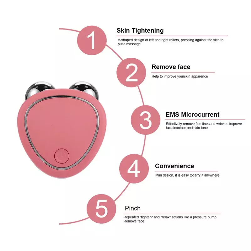 Nowy elektryczny masażer do twarzy zwijane do góry mikroprądowe wibracje soniczne Lifting twarzy napinania skóry masaż przenośny urządzenia kosmetyczne
