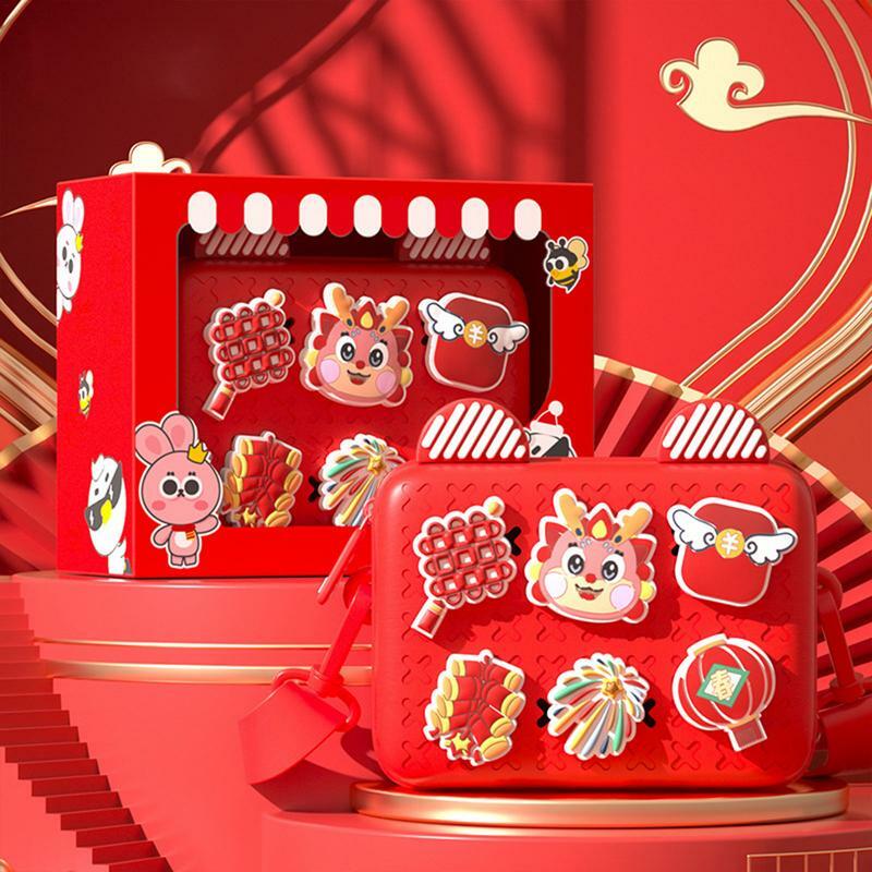 Tas selempang anak perempuan, tas selempang perempuan dekorasi Tahun naga Cina