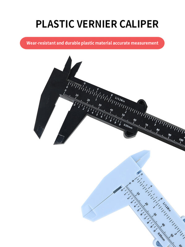 Calibradores Vernier de doble escala, herramienta de medición de diámetro de profundidad, regla de plástico, 0-150mm