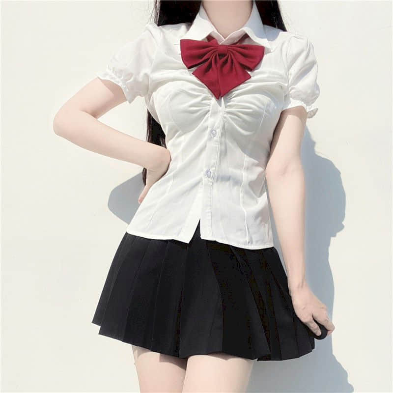 Süße JK Uniform Kleid Sets Japanischen und Koreanischen Stil Top Kurzarm Shirts Hohe Taille Gefaltete Rock Sets Neue In passenden Sets