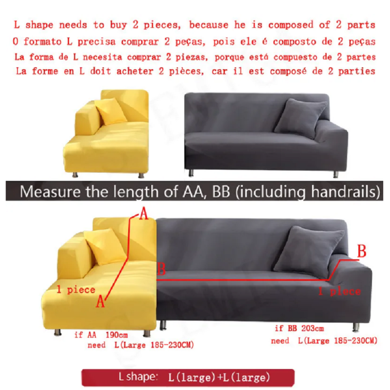 Однотонные Чехлы для дивана в гостиную, эластичный чехол для дивана L-образной формы, чехол для угловой кушетки, чехол для защиты стула на 1/2/3/4-местный