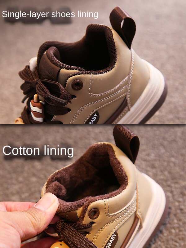 Children's Cotton-Padded Sneakers Autumn and Winter Shoes 2022 New Cotton-Padded Shoes with Velvet Children's Shoes Boy