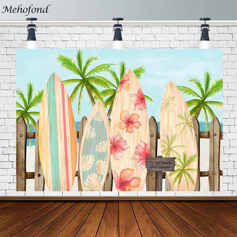 Mehofond Seaside Surfboard Backdrop Beach Hawaii Party Decoration Shooting Background Photo Studio Photozone Props Photocall