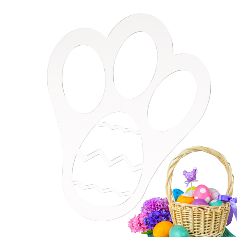 Stensil kaki Kelinci Paskah Tapak Telur templat kelinci akrilik hadiah Paskah untuk anak-anak DIY kerajinan pesta Paskah
