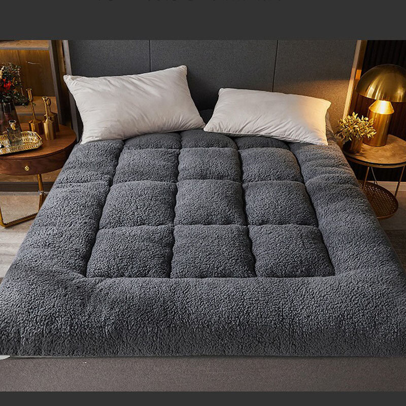 แผ่นรองนอนแบบพับได้พับได้พื้นเสื่อทาทามิแบบนุ่มผ้าปูที่นอนอุ่นทำจากผ้ากำมะหยี่หนาสำหรับฤดูหนาว