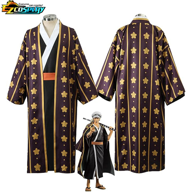 Trafalgar Law Cosplay Costume Anime One Piece Wano Country Law Kimono Uniform Full Set Halloween Carnival Party Suit