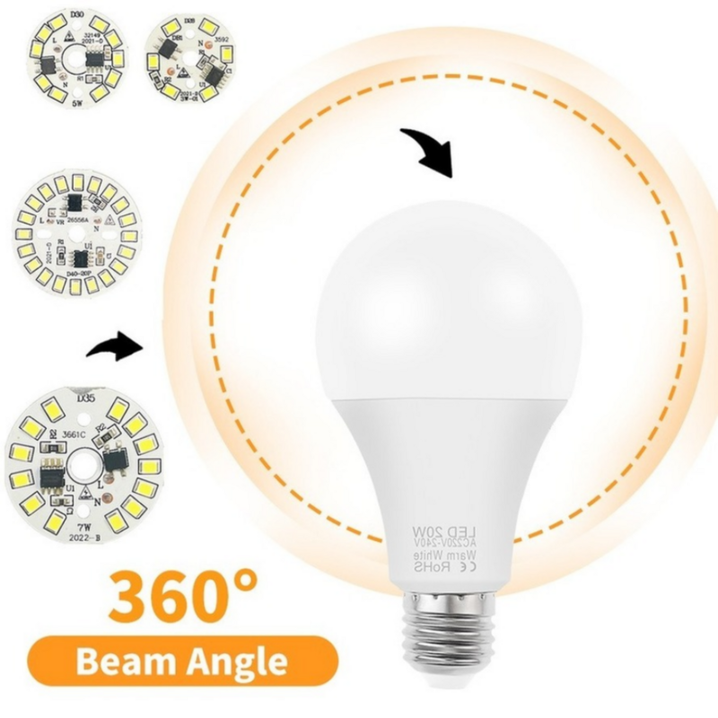 LED Round Bulb Chip para lâmpada, contas de luz, holofotes, iluminação, SMD, 2835, 3W, 5W, 7W, 9W, 12W, 15W, AC, 220V-240V