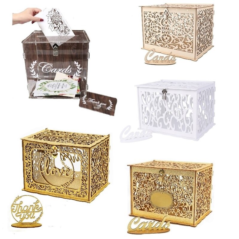 Ourwarm-caixa do cartão do casamento, caixa criativa do dinheiro, decoração do casamento, caixas de presente de papel, armazenamento para o chá do bebê, festa de aniversário