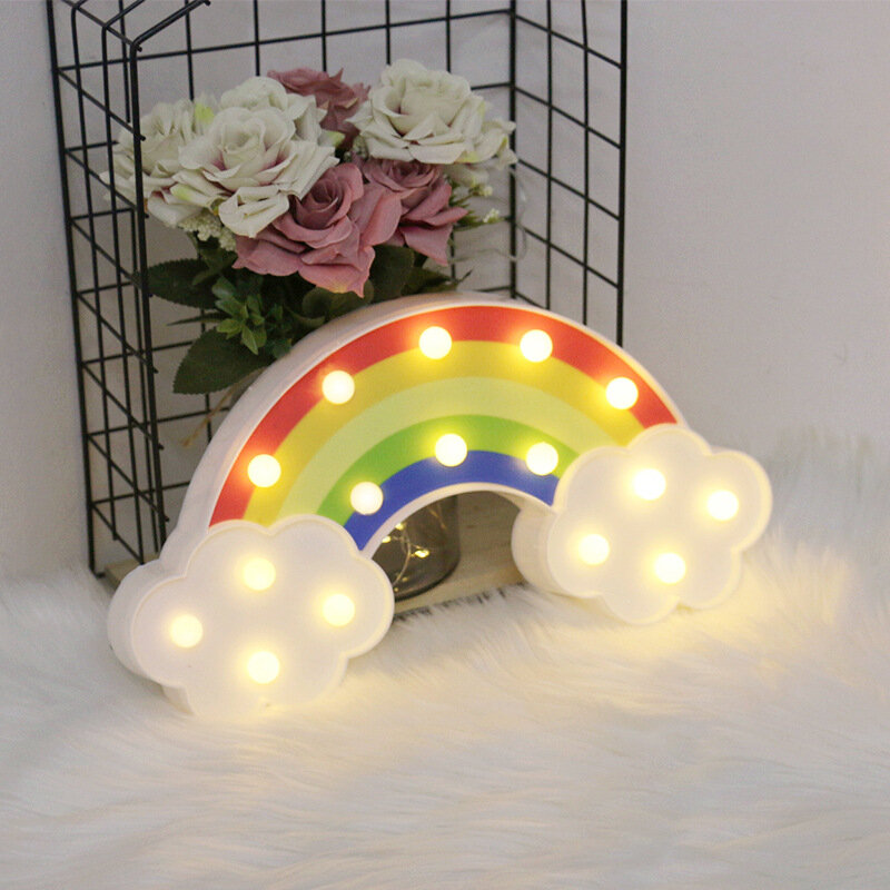 3D Rainbow LED Night Lights Cartoon Star Unicorn Flamingo Cloud LED Table Lamp For Kids Bedroom Decor New Year Gift Lighting