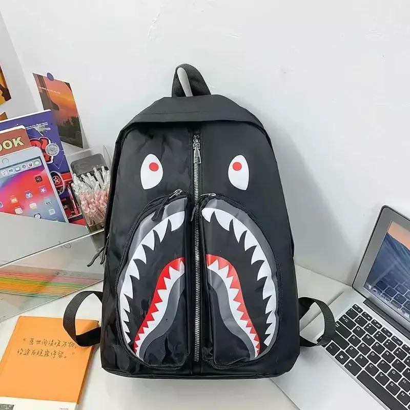 Mochila escolar con estampado de tiburón para niños y niñas, Bolsa Escolar con estampado de tiburón creativo, divertida, impermeable, unisex