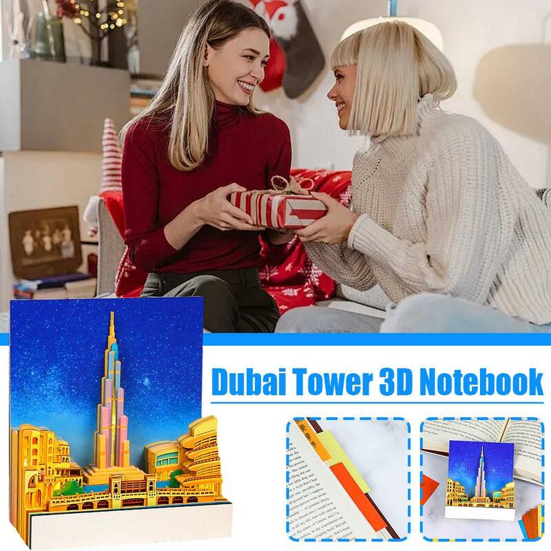 Omoshiroi-3Dブロックメモ帳、3Dメモ帳、新しいモデルギフト付きペーパーカード、Dubai BrバーJ、ライト付きメモ帳、年メモp7g2
