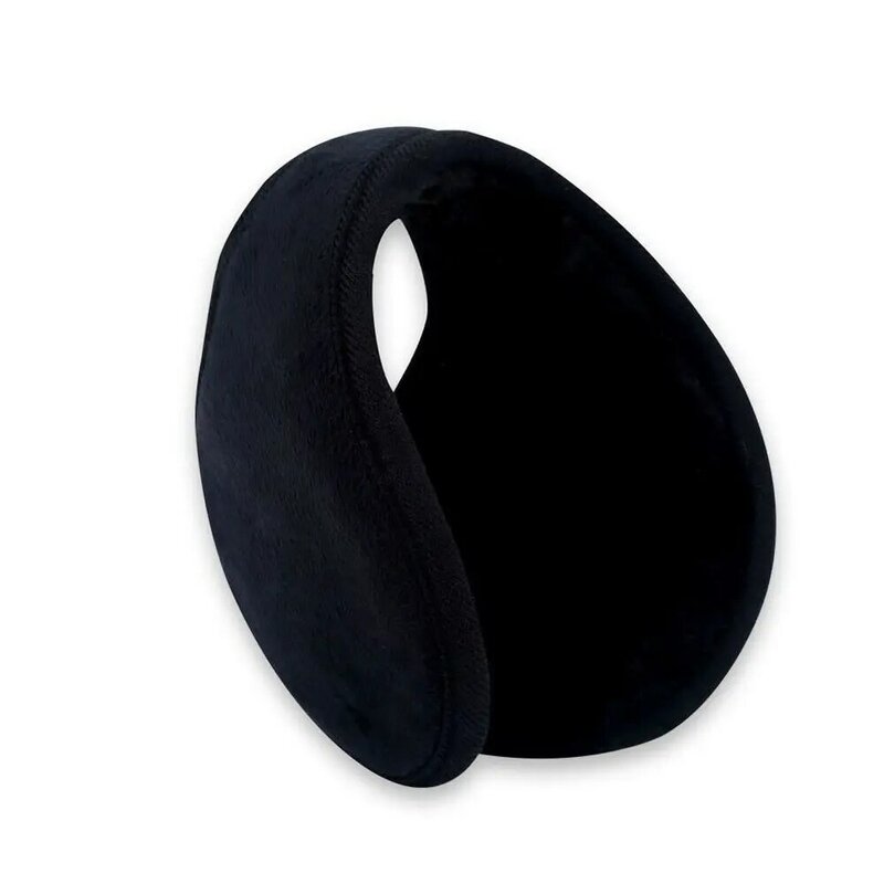 Earmuff bulu hitam hadiah pria, ikat pembungkus telinga musim dingin, pegangan hangat