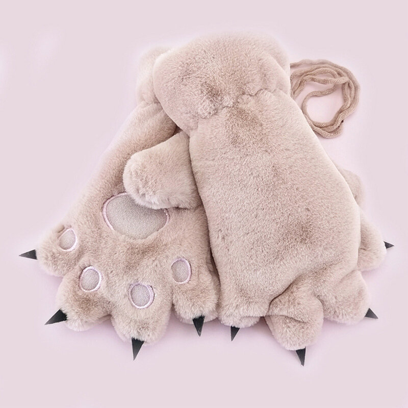 Bear's Paw Winter Children's Gloves Cartoon Cute Plus Velvet Warm Mittens Outdoor Men's and Women's Cosplay Costume Tool