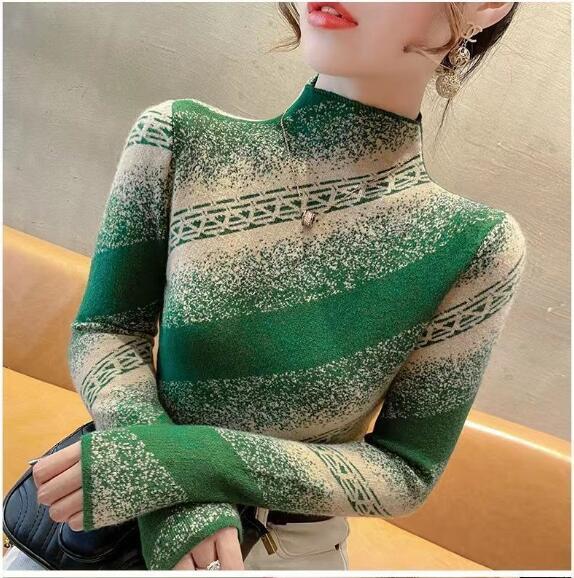 New One Piece Plush Thickened Half Turtleneck Knitted Sweaters For Women Clothing Year Christmas Fashion Pullover Sweaters 100