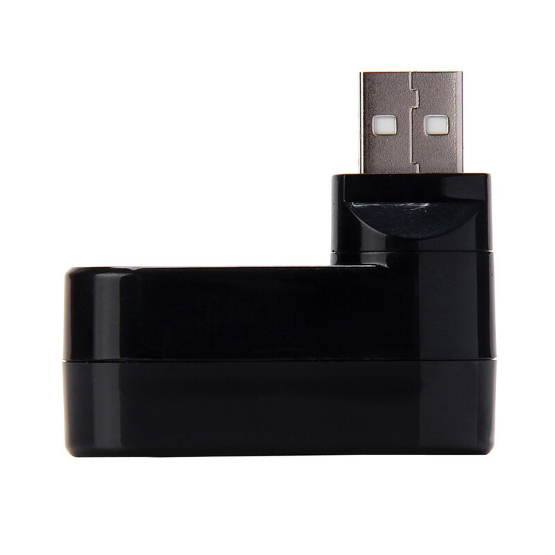 Adaptador de 3 puertos USB 2,0 giratorio, divisor Mini, Hub negro, expansión