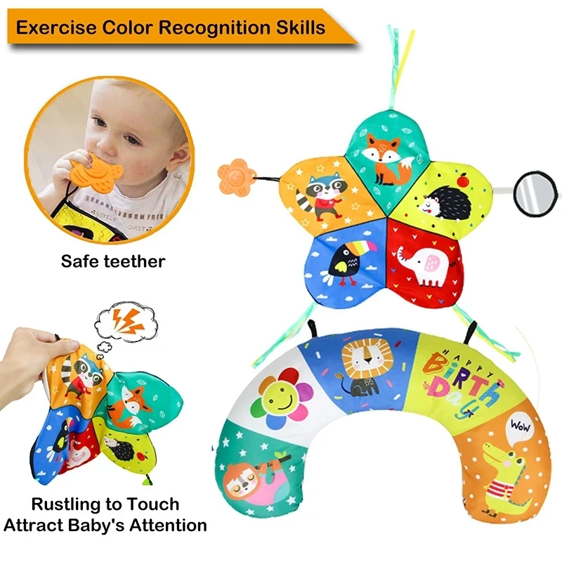 Almohada para el tiempo de barriga para bebés, juguetes Montessori de alto contraste, color blanco y negro, para recién nacidos de 0-6, 6-12, 12-18 meses