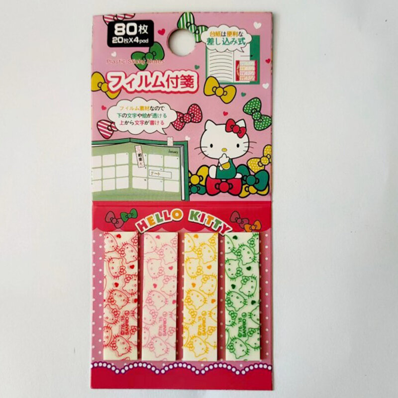 Kawaii Sanrio Hello Kitty Melody Index Sticker, Anime Rectangular Sticker Note, etiqueta adhesiva, lindo estudiante papelería