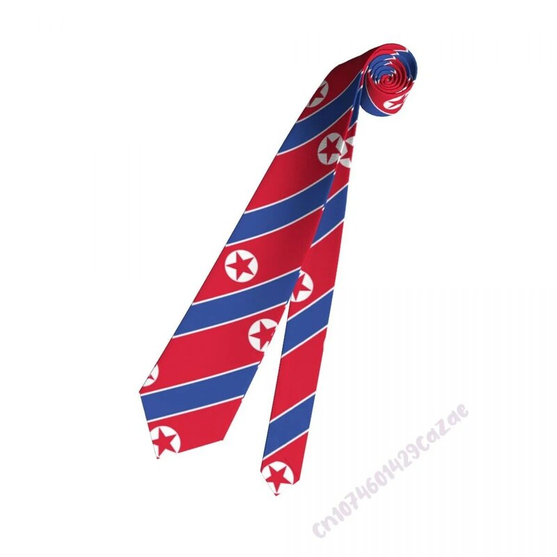 Coreia do norte bandeira pescoço laços para homens feminino casual xadrez gravata ternos magro festa de casamento gravata gravatas para presente orgulhoso