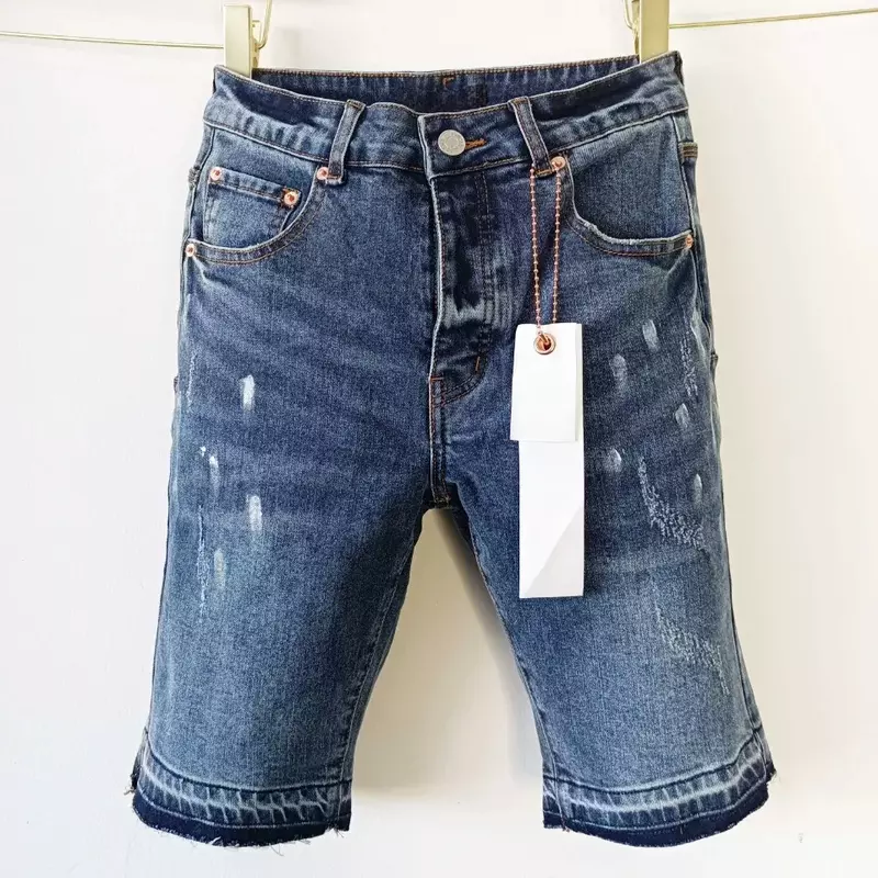 Ungu ROCA merek jeans kebesaran longgar celana pendek crop kasual dasar celana denim perbaikan rendah mengangkat celana Denim Skinny