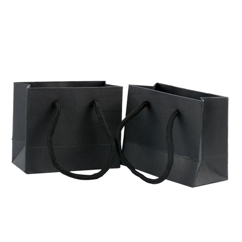 Tas Tote kertas 5 buah tas hitam kecil tas pesta hadiah pernikahan tas hadiah indah dan minimalis tas hadiah kemasan kertas Kraft