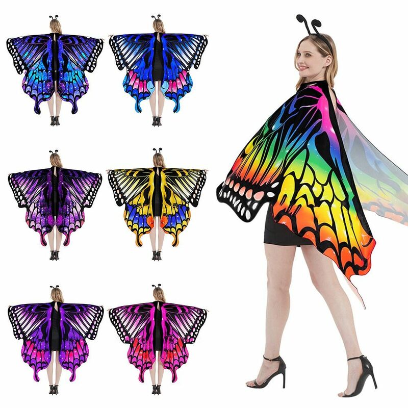 Disfraz de Halloween con alas de mariposa para mujer, capa de Cosplay para mujer