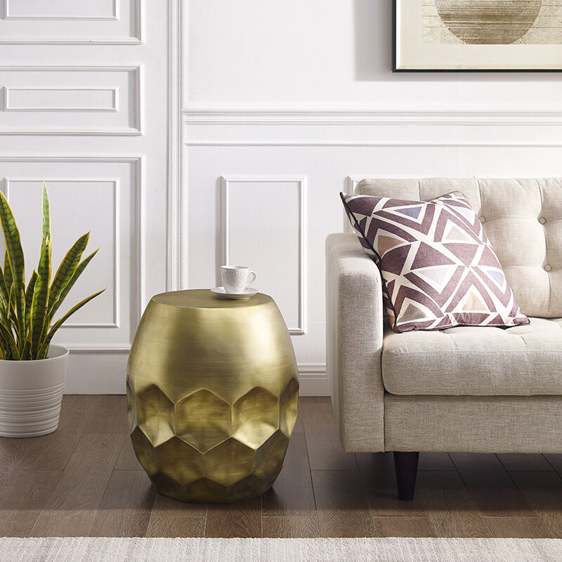 Canto dourado cobre do estilo chinês novo, sofá, mesa de café pequena, sala