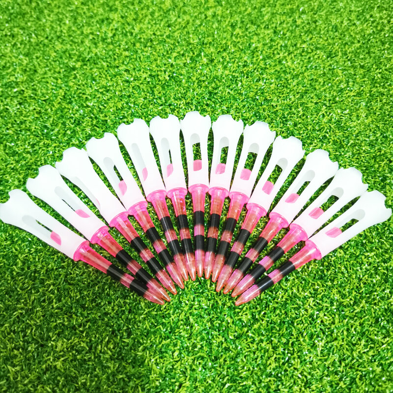 30Pcs Golf Tees Rubber Low Resistance High Quality Plastic 83MM Golf Tee Durable Four Color Black Stripes